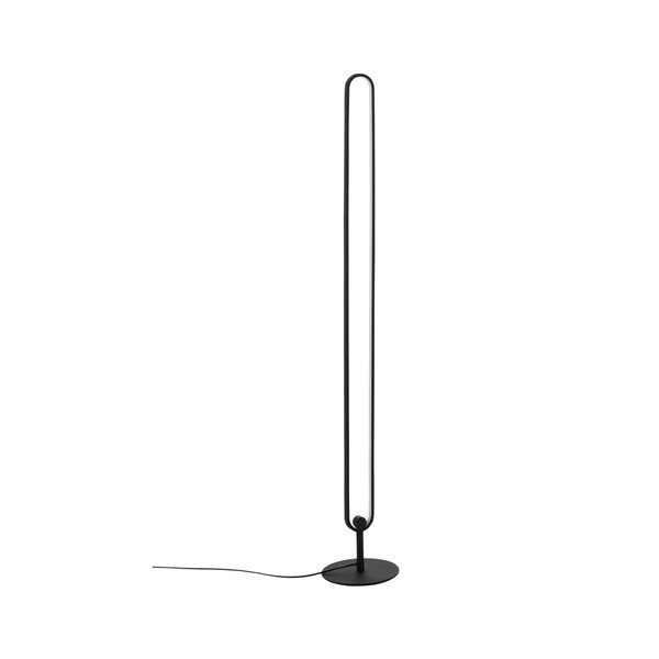 Matinės juodos spalvos iš metalo pastatomas šviestuvas LED su pritemdymo funkcija (aukštis 130 cm) Loop – Ellos Home