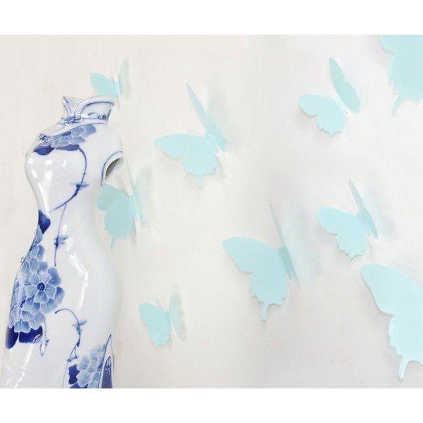 12 turkio spalvos 3D drugelių lipdukų rinkinys Ambiance Butterflies-image-1