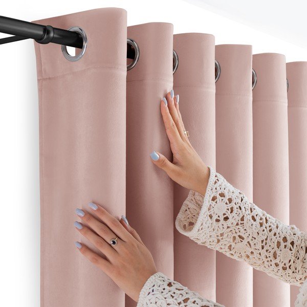 Iš velveto pritemdymas (dalinis užtemimas) užuolaida šviesiai rožinės spalvos 265x175 cm Velto – Filumi-image-4