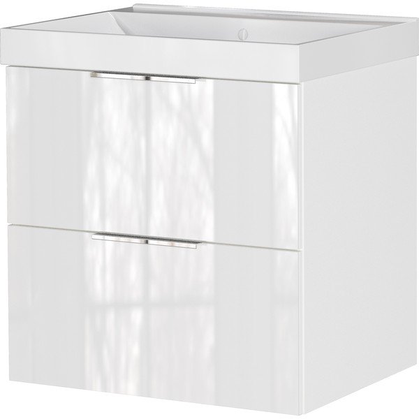 Baltos spalvos blizgus pakabinama spintelė po kriaukle 61x65 cm Celano – Germania
