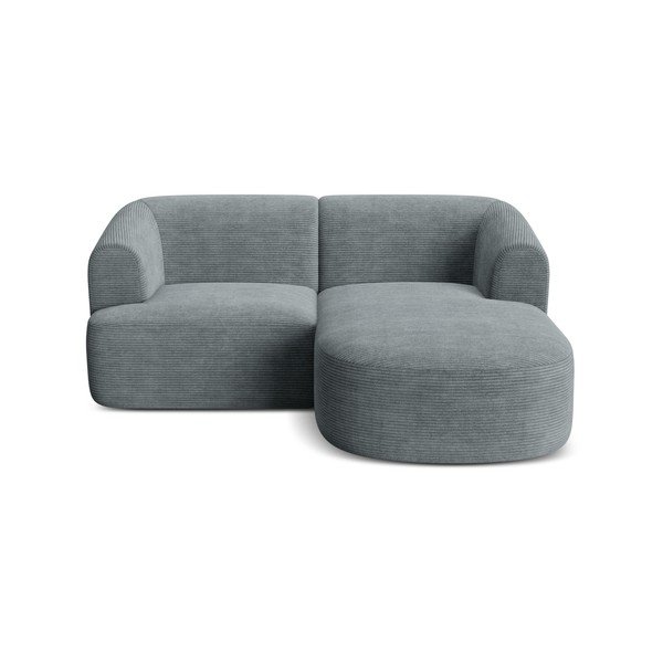 Tamsiai pilkos spalvos kampinė sofa iš kordinio velveto (su dešiniuoju kampu/su gultu) Campi – Cosmopolitan Design-image-2