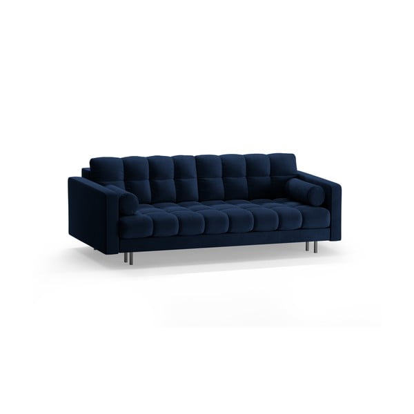 Tamsiai mėlynos spalvos iš velveto sulankstoma/su sandėliavimo vieta sofa 222 cm Bali – Cosmopolitan Design-image-3