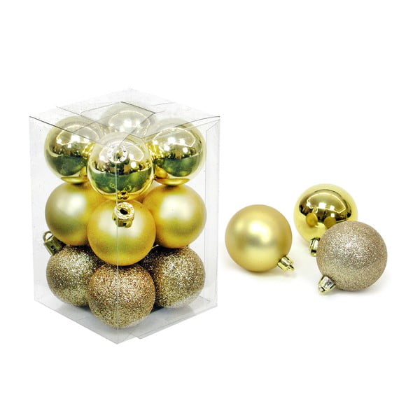 12 aukso spalvos kalėdinių dekoracijų rinkinys Unimasa Navidad