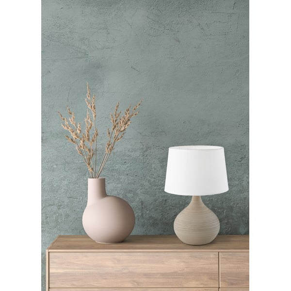 Baltos ir rudos spalvos keramikos ir audinio stalinis šviestuvas Reality Martin, 29 cm aukščio-image-1