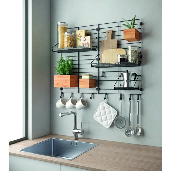 Iš metalo spintelė modulinei lentynai juodos spalvos Mural – Metaltex-image-4