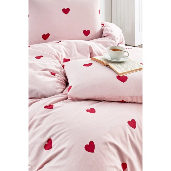 Rožinės spalvos viengulė/itin ilga patalynė su paklode/3 dalių 160x220 cm Red Heart – Mila Home-image-2