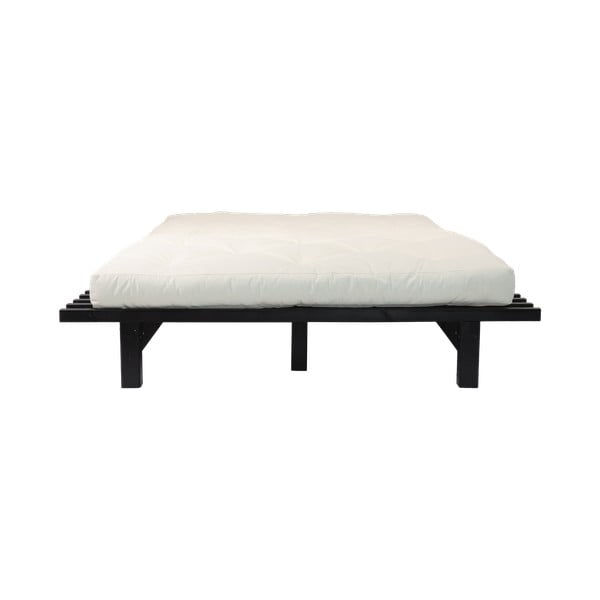 Pušies dvigulė lova su čiužiniu Karup Design Blues Comfort Mat Black/Natural, 140 x 200 cm