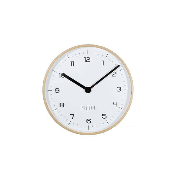 Baltas sieninis laikrodis Fisura Reloj Pared Woody Blanco, ⌀ 30 cm