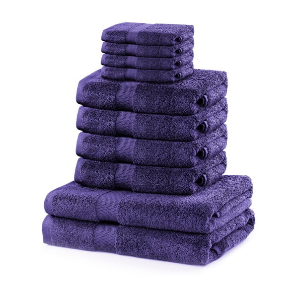 8 violetinių rankšluosčių ir 2 rankšluosčių rinkinys DecoKing Marina Purple
