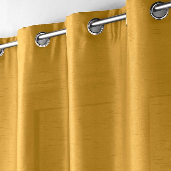 Geltonos spalvos iš mikrosatino užuolaida 140x240 cm Shana – douceur d'intérieur-image-1