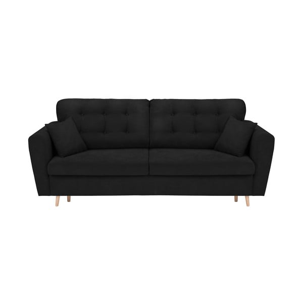 Juoda trivietė sofa-lova su saugykla "Cosmopolitan Design Grenoble