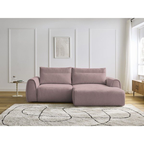 Kampinė sofa šviesiai rožinės spalvos Aden – Bobochic Paris-image-1