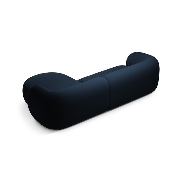 Mėlynos spalvos kampinė sofa iš velveto (su dešiniuoju kampu/su gultu) Kate – Micadoni -image-2