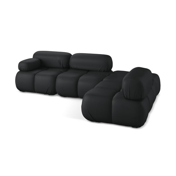 Juodos spalvos iš dirbtinės odos modulinė kampinė sofa (su dešiniuoju kampu) Lokua – Makamii-image-4