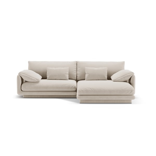 Iš velveto kampinė sofa baltos spalvos (su dešiniuoju kampu/su gultu) Torino – Micadoni 