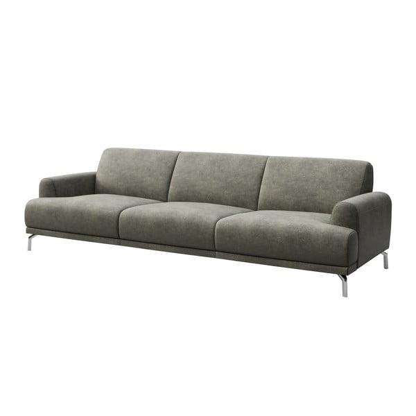 Pilka dirbtinės odos sofa MESONICA Puzo, 240 cm-image-2