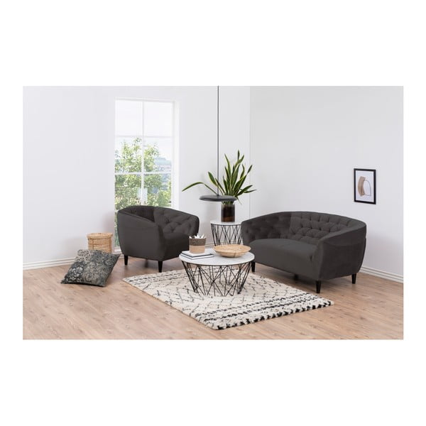 Tamsiai pilka aksominė sofa Actona Ria, 150 cm-image-2