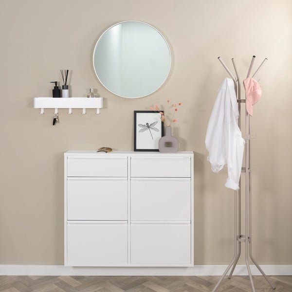 Baltos spalvos iš metalo atlenkiama spintelė batams 98x86x15 cm Billy – Spinder Design-image-1