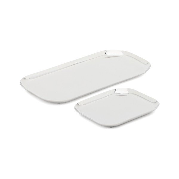 Iš nerūdijančio plieno padėklai 2 vnt. serviravimo padėklas 15x29 cm Nirela – Kave Home