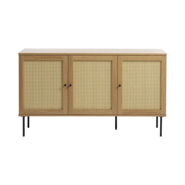 Žema šoninė spintelė natūralios spalvos iš ąžuolo 140x80 cm Pensacola – Unique Furniture