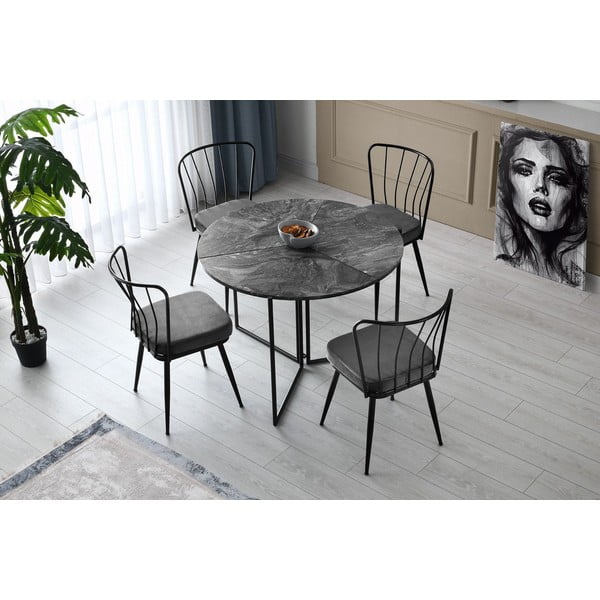 Valgomojo kėdės iš metalo antracito spalvos 2 vnt. Yildiz – Kalune Design-image-1