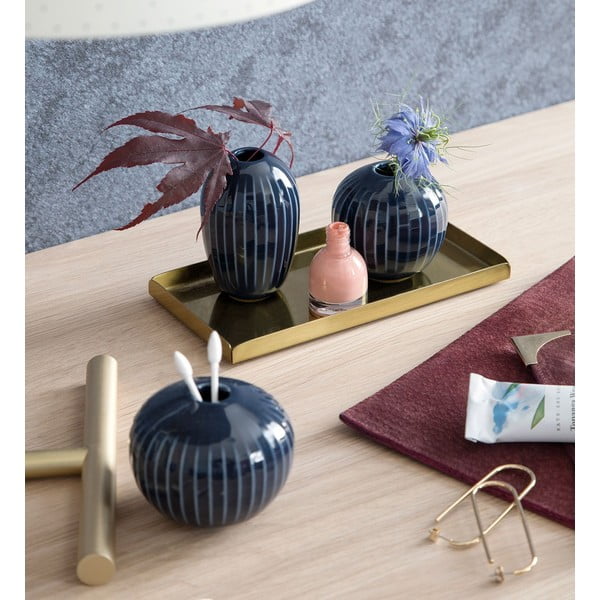 3 tamsiai mėlynų akmens masės vazų rinkinys Kähler Design Hammershoi Miniature-image-2