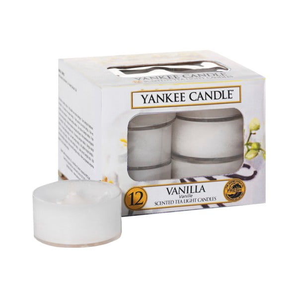 Sada 12 vonných svíček Yankee Candle Vanilla, doba hoření 4 h