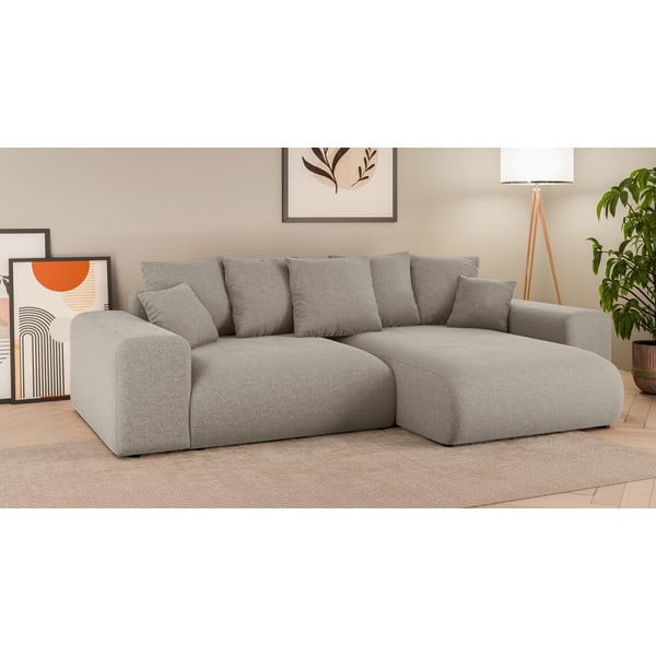 Smėlio spalvos sulankstoma/su sandėliavimo vieta kampinė sofa (kintama) Luma – Ropez-image-1