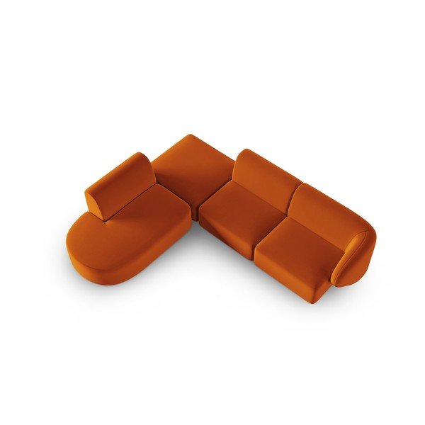 Terakotos spalvos iš velveto kampinė sofa (su kairiuoju kampu/„L“ formos) Paolo – Milo Casa-image-1