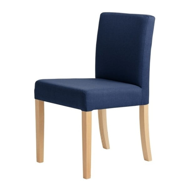 Mėlyna kėdė su natūraliomis kojomis