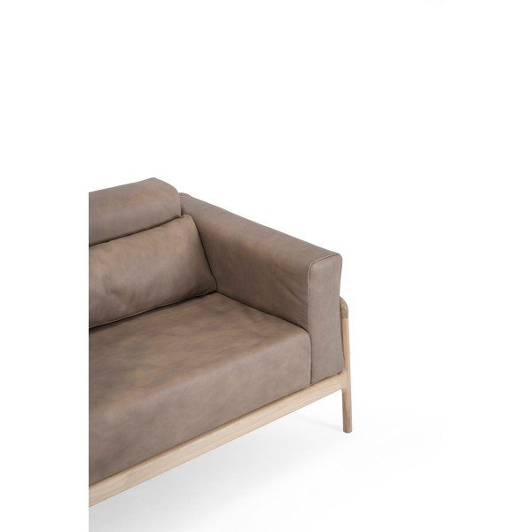Šviesiai ruda buivolo odos sofa su ąžuolo masyvo konstrukcija Gazzda Fawn, 180 cm-image-4
