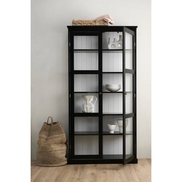 Juodos spalvos iš MDF plokštės vitrina 98x193x34 cm Wilma – Ellos Home-image-1