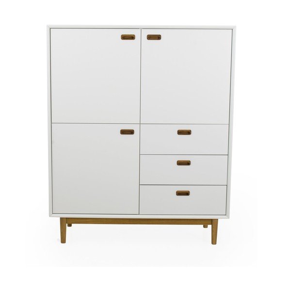 Aukšta šoninė spintelė baltos spalvos 114x137 cm Svea – Tenzo