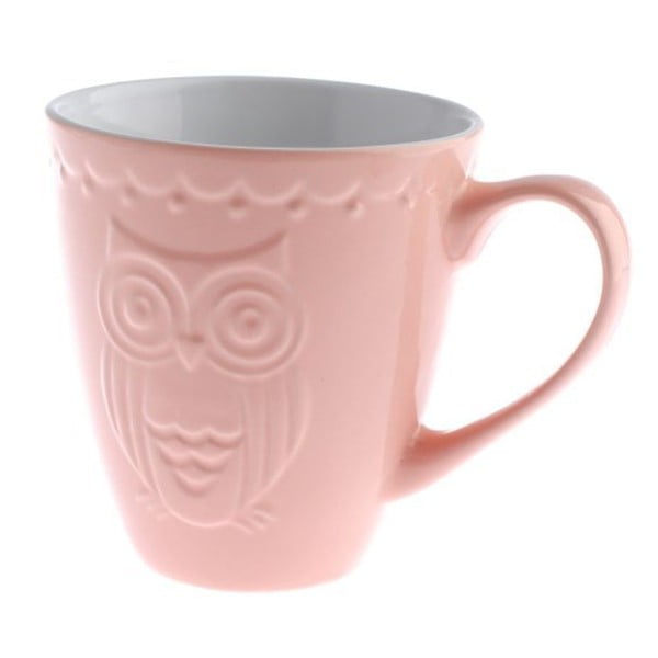 Rožinis keraminis puodelis Dakls Owl, 530 ml