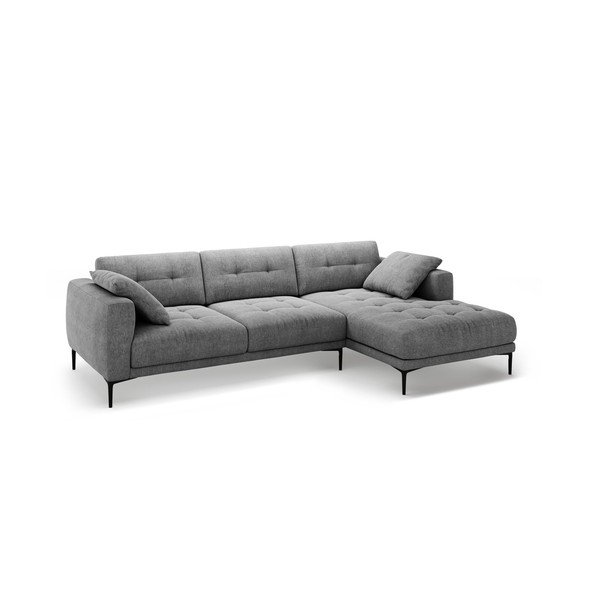 Pilkos spalvos kampinė sofa (su dešiniuoju kampu/su gultu) Bemy – Micadoni -image-1