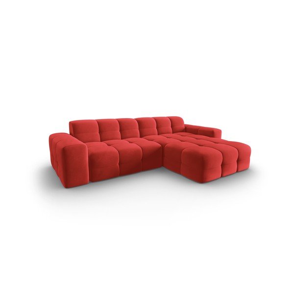 Raudono aksomo kampinė sofa (dešinysis kampas) Kendal - Micadoni Home-image-3