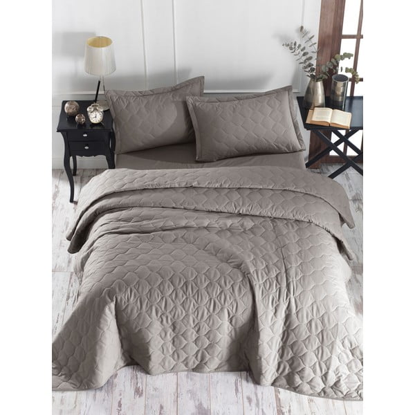 Pilka medvilninė lovatiesė su 2 pagalvių užvalkalais EnLora Home Fresh, 225 x 240 cm