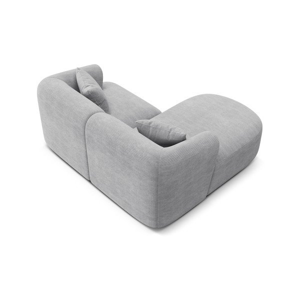 Šviesiai pilkos spalvos kampinė sofa iš kordinio velveto (su kairiuoju kampu/su gultu) Campi – Cosmopolitan Design-image-3