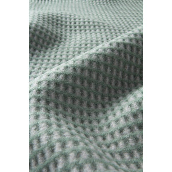 Žalios spalvos iš medvilnės mišinio antklodė ir pledas 140x180 cm Uniwaffle – Euromant-image-2