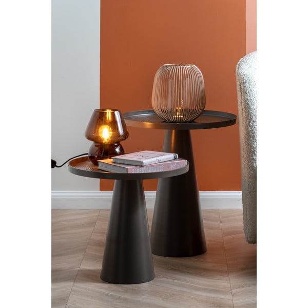 Tamsiai rudo stiklo stalinis šviestuvas Leitmotiv Glass, aukštis 18 cm-image-1