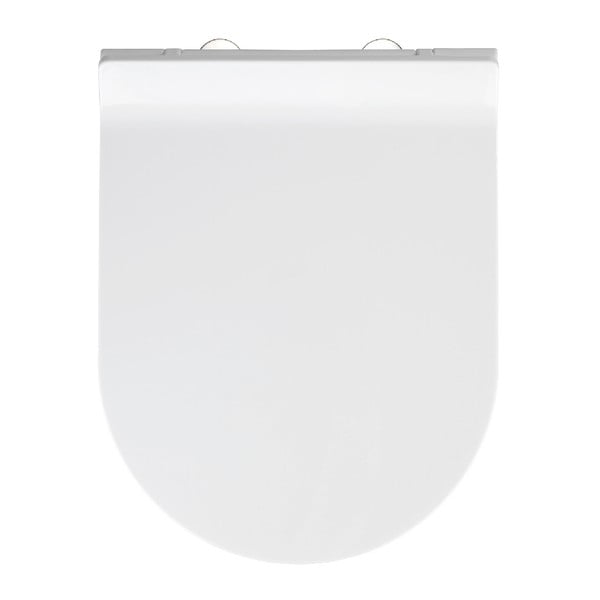 Balta klozeto sėdynė su lengvu uždarymu Wenko Habos, 46 x 36 cm