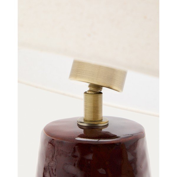 Raudonos spalvos/baltos spalvos stalinis šviestuvas (aukštis 49 cm) su tekstiliniu gaubtu Drava – Kave Home-image-3