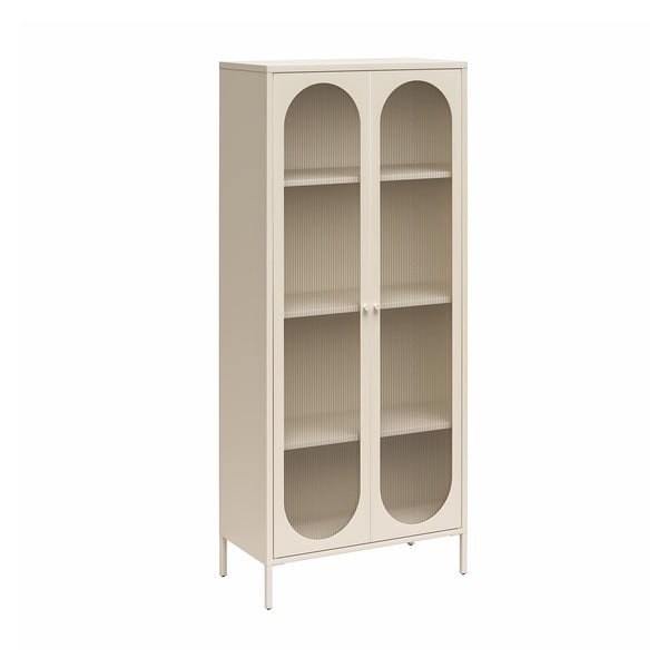 Iš metalo vitrina kreminės spalvos 80x186x40 cm Luna – Støraa-image-2