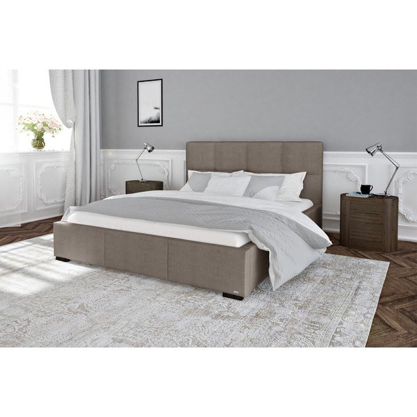 Pilkai ruda dvigulė lova su grotelėmis ir vieta daiktams Guy Laroche Home Fascination, 140 x 200 cm-image-1
