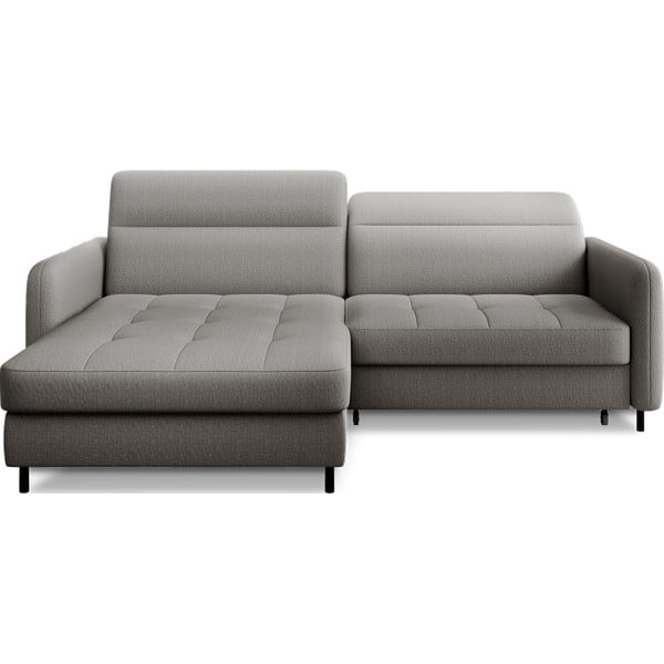 Pilkos spalvos iš velveto sulankstoma/su sandėliavimo vieta kampinė sofa (su kairiuoju kampu/su gultu) Gomsi – ELTAP