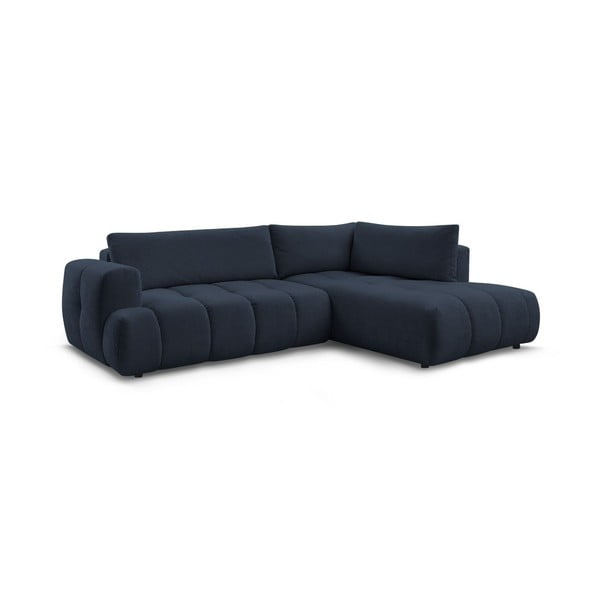 Tamsiai mėlynos spalvos sulankstoma/su sandėliavimo vieta kampinė sofa (su dešiniuoju kampu/„L“ formos) Fuji – Bobochic Paris-image-3