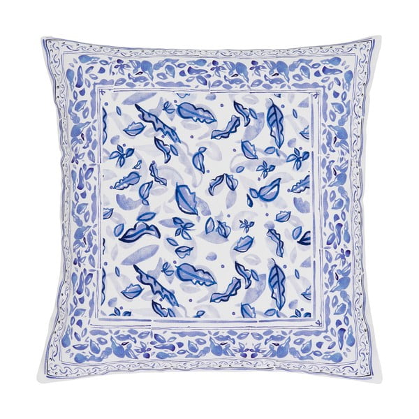 Mėlynai smėlio spalvos medvilninis dekoratyvinis pagalvės užvalkalas Westwing Collection Andrea, 45 x 45 cm