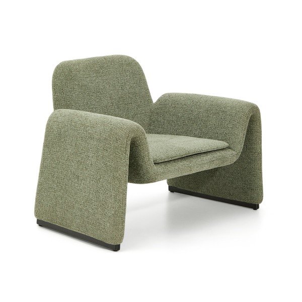 Žalios spalvos krėslas iš šenilinio audinio Melvia – Kave Home