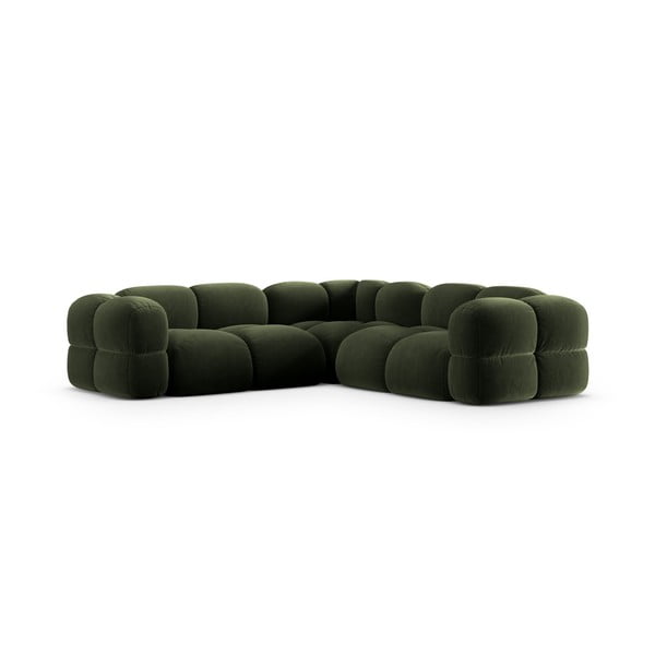 Žalios spalvos iš velveto kampinė sofa Loretto – Cosmopolitan Design-image-2