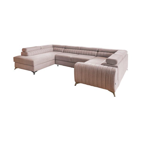 Rožinės spalvos sulankstoma/su sandėliavimo vieta kampinė sofa (su kairiuoju kampu/„U“ formos) Louis – ELTAP
